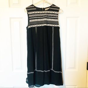 ThredUp Anthropologie- Vanessa Virginia Embroidered Black Sleeveless Mini Dress